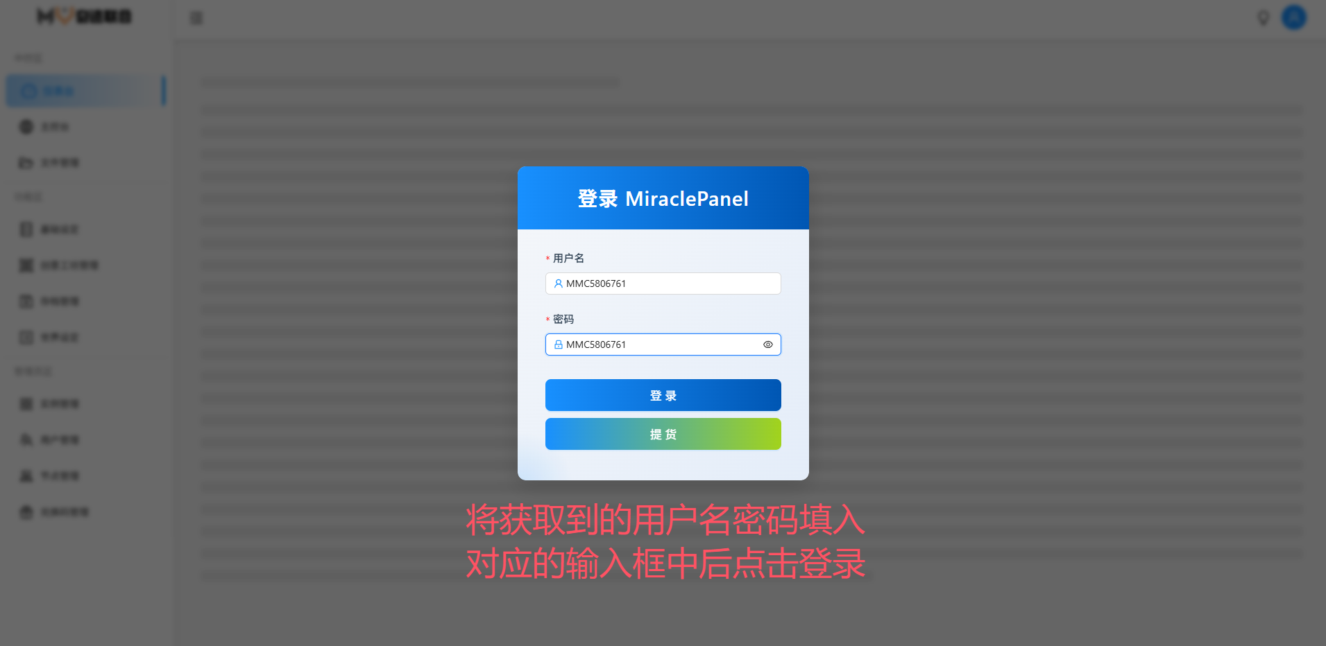 登录凭证输入界面