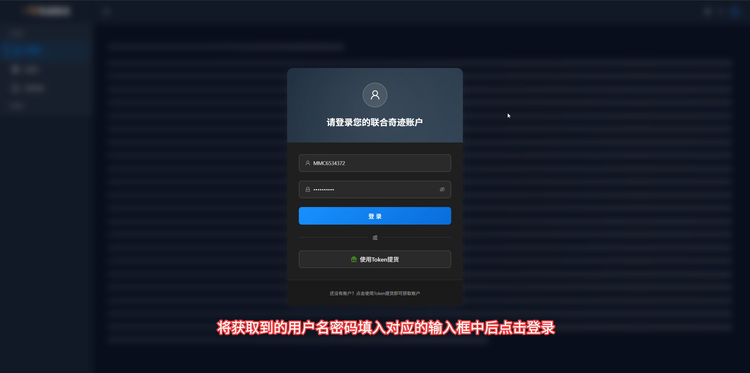 登录凭证输入界面